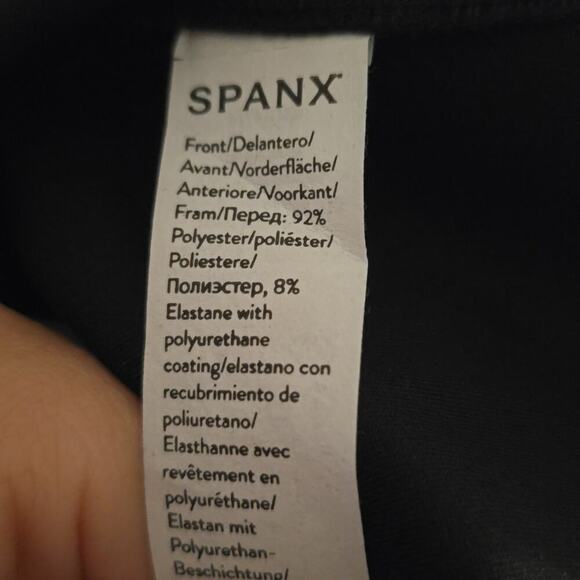 Spanx Leather Like Mixed Media Fitted Sheath Dress Size Medium M Black new! - Picture 11 of 12